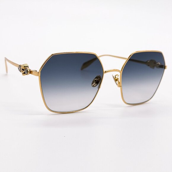 NEW ALEXANDER MCQUEN AM0325S 001 WOMEN GOLD/GREY SUNGLASSES ALEXANDER MCQUEEN - Picture 9 of 12